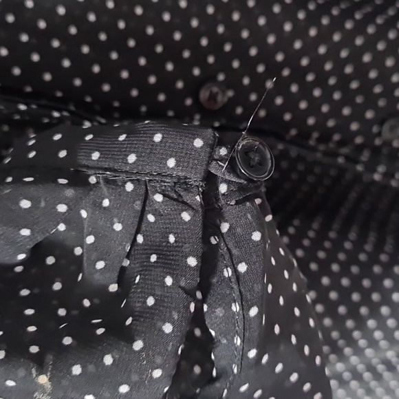 GEORGE long sleeve sheer black polka dot longsleeves blouse button down XL - Picture 4 of 8